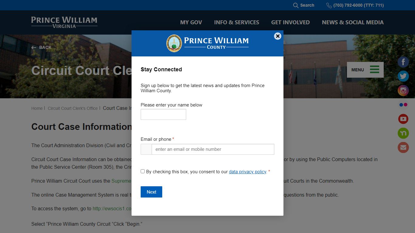 Court Case Information - Prince William County, Virginia